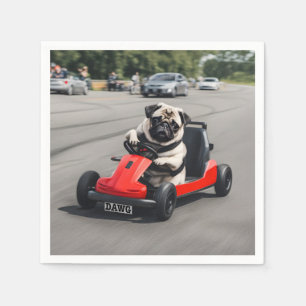 Pug go-kart racing napkins