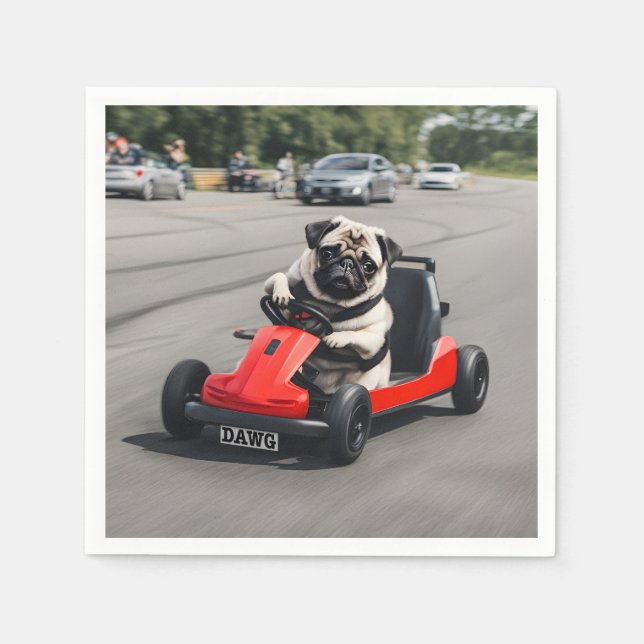 Pug go-kart racing napkins (Front)