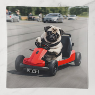 Pug go-kart racing trinket tray