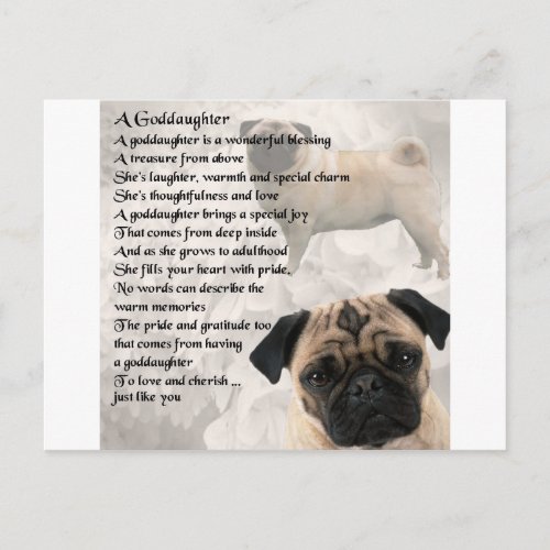 Pug _ Goddaughter Poem Postcard