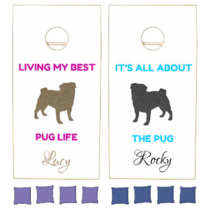 Pug - Gold /Tan & Black Pugs Cornhole Set