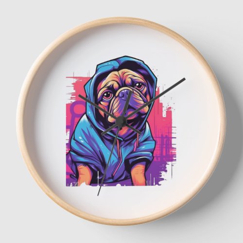 Pug Graffiti Pug Owner Pug Lover  Clock