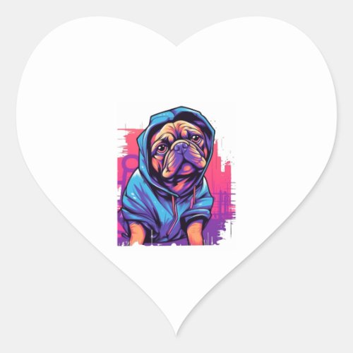 Pug Graffiti Pug Owner Pug Lover  Heart Sticker