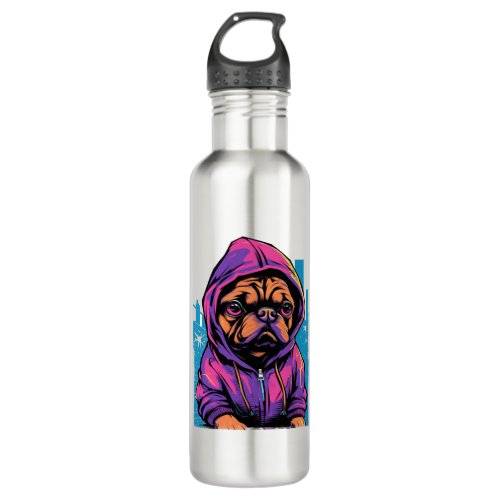 Pug Graffiti Pug Owner Pug Lover   Stainless Steel Water Bottle