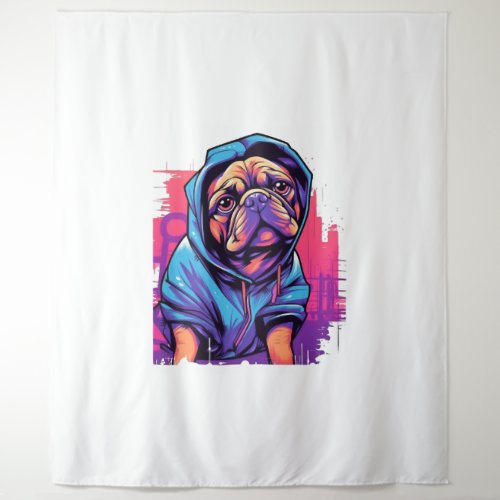 Pug Graffiti Pug Owner Pug Lover  Tapestry