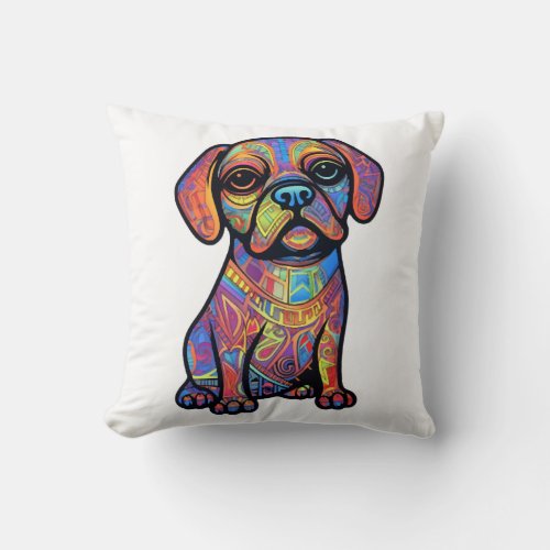 Pug Graffiti Pug Owner Pug Lover Throw Pillow