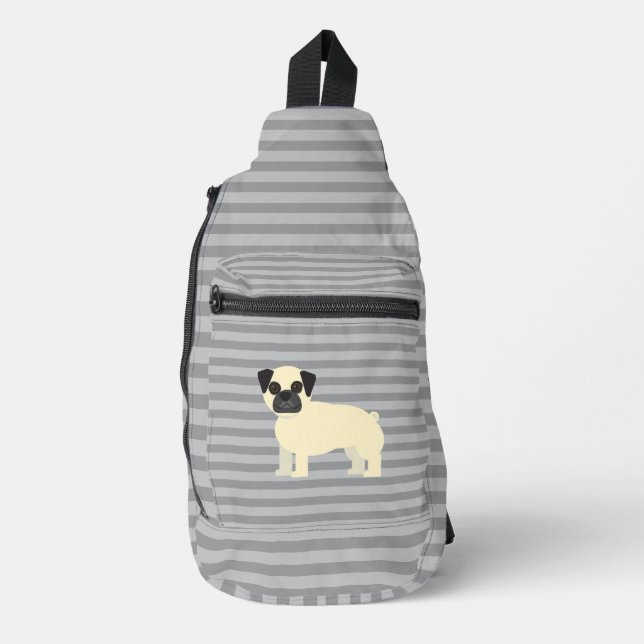 Pug Gray Lined Sling Bag (Front)