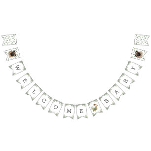 Pug Greenery Baby Shower Puppy bunting banner