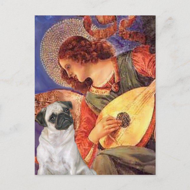Pug H (Fawn) - Mandolin Angel Postcard (Front)