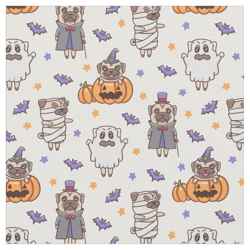 Pug Halloween Fabric