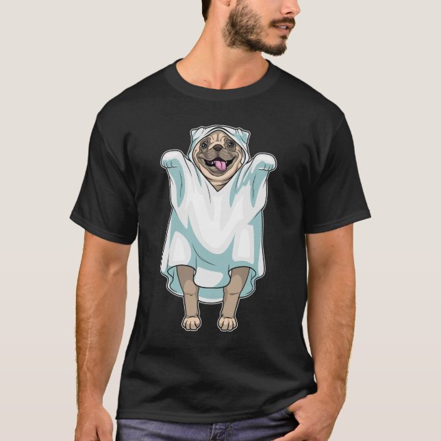 Pug Halloween Ghost T-Shirt (Front)