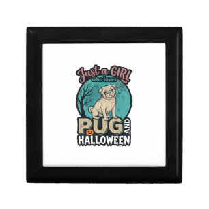 Pug Halloween Girl Vintage Vector Design_1 Gift Box