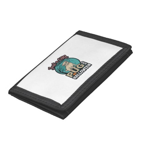 Pug Halloween Girl Vintage Vector Design_1 Trifold Wallet