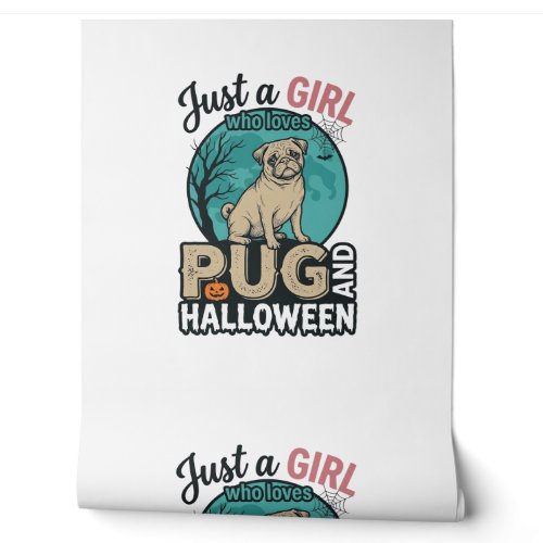 Pug Halloween Girl Vintage Vector Design (2)_1 Wallpaper