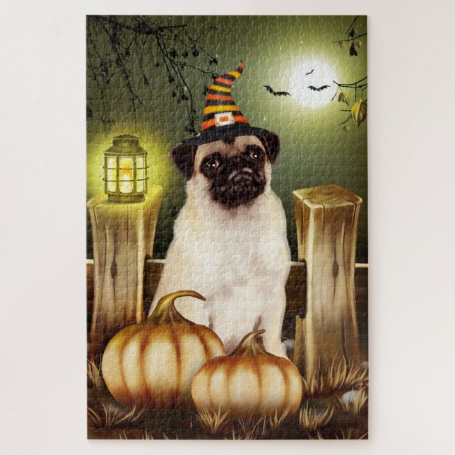 Pug Halloween Jigsaw Puzzle (Vertical)