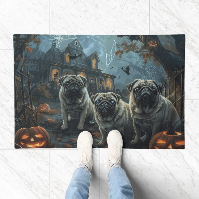 Pug Halloween Night Doggy Delight Doormat (Indoor)
