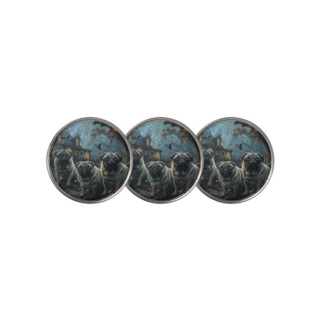 Pug Halloween Night Doggy Delight Golf Ball Marker (3 Up)