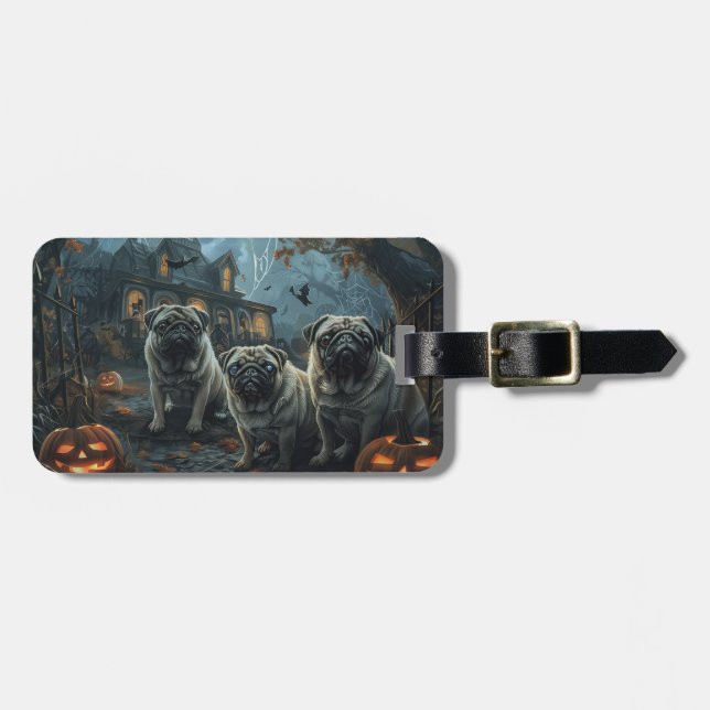 Pug Halloween Night Doggy Delight Luggage Tag (Front Horizontal)