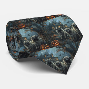 Pug Halloween Night Doggy Delight Neck Tie