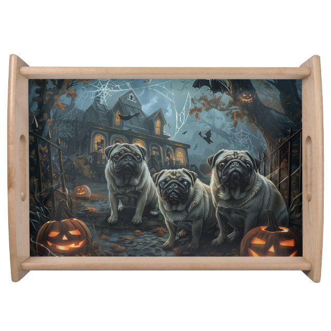 Pug Halloween Night Doggy Delight Serving Tray (Front)