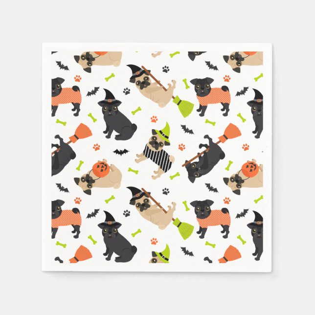 Pug Halloween Party Napkins (Front)
