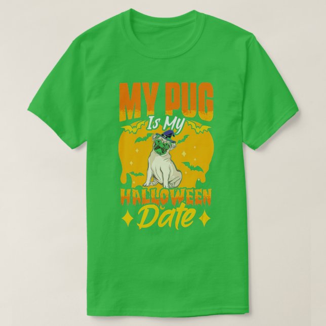 Pug Halloween Pumpkin Dog Owner Pet Animal Dog T-Shirt (Design Front)