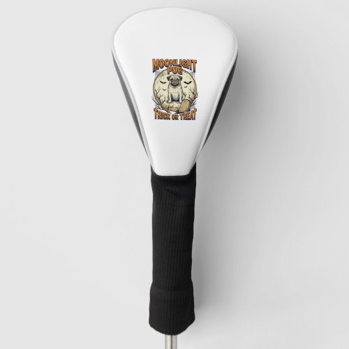 Pug Halloween Shirt with Vintage Engraving Moon_1 Golf Head Cover