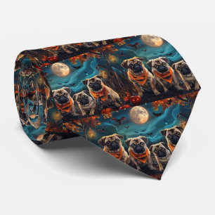 Pug Halloween Spooky Neck Tie