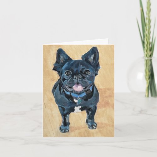 Pug Hand_Painted on Canvas Note Card
