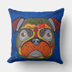 Pug hand-painted Throw Pillow