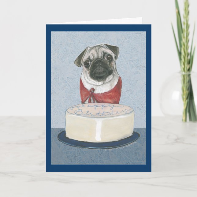 Pug Happy Birthday Card (Front)
