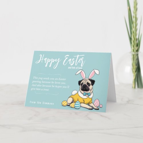 Pug Happy Easter postcard