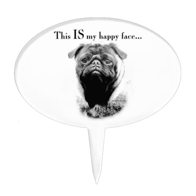 Pug Happy Face Cake Topper (Front)