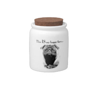 Pug Happy Face Candy Jar
