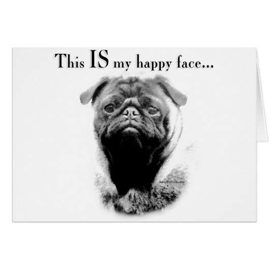 Pug Happy Face Cards (Front Horizontal)