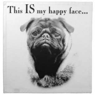 Pug Happy Face Cloth Napkin