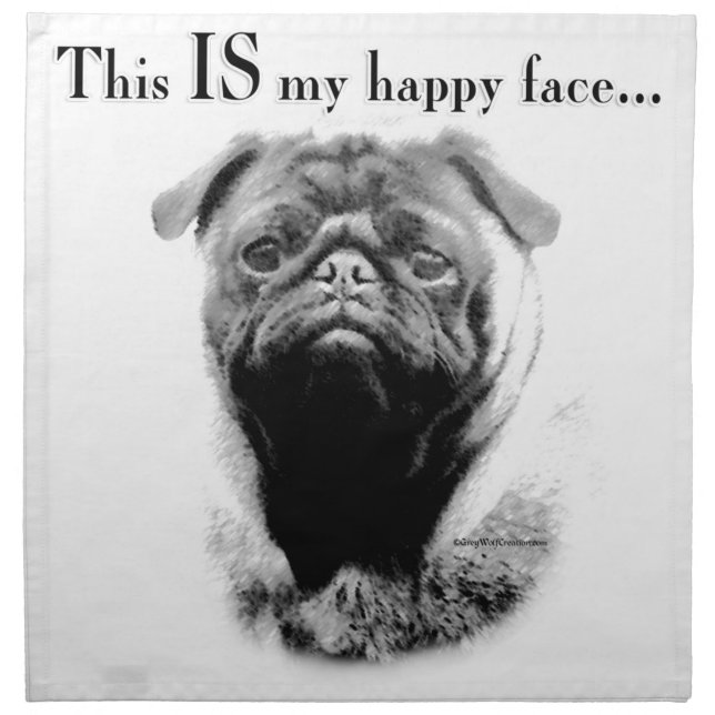 Pug Happy Face Cloth Napkin (Front)
