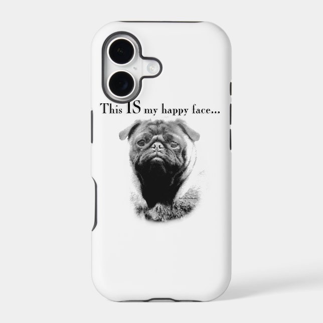 Pug Happy Face Iphone Case (Back)