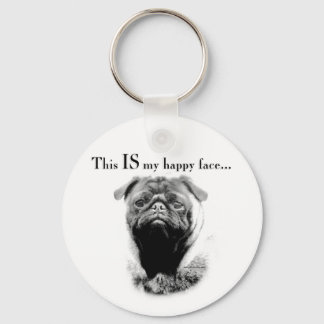 Pug Happy Face Keychain