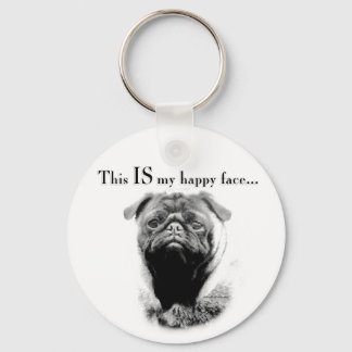 Pug Happy Face Keychain