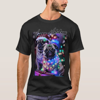 Pug HAPPY HOLIDAYS 82 MERRY CHRISTMAS T-Shirt