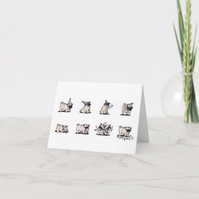 Pug Hat Birthday Card - Design by Cole Goco (Front)