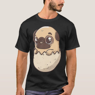 pug hatching from an egg, kawaii chibi puppy with  T-Shirt