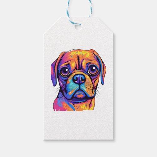 Pug Head Face Pug Owner Pug Lover Pop Art      Gift Tags