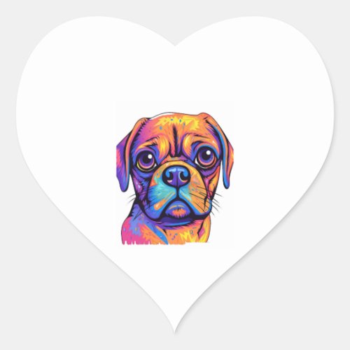 Pug Head Face Pug Owner Pug Lover Pop Art      Heart Sticker