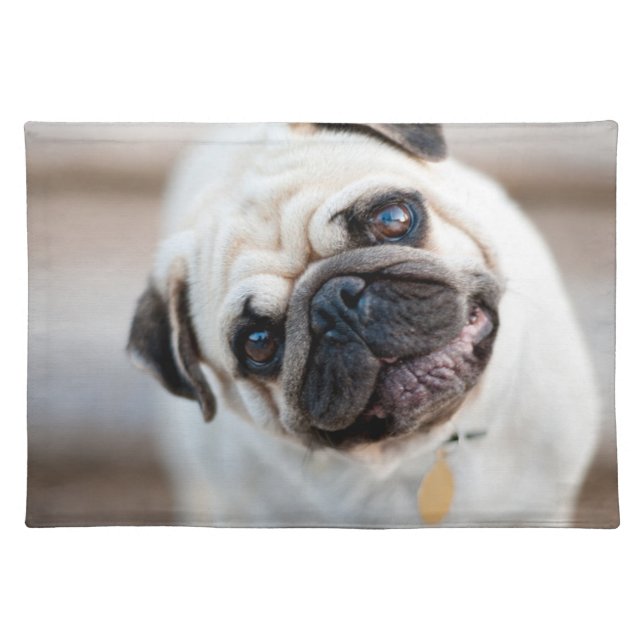 Pug Head Tilt Cloth Placemat (Front)