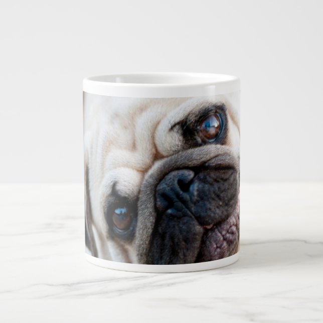 Pug Head Tilt Giant Coffee Mug (Front)