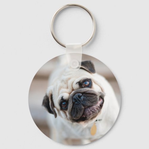 Pug Head Tilt Keychain