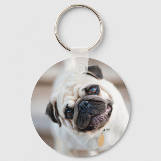 Pug Head Tilt Keychain (Front)