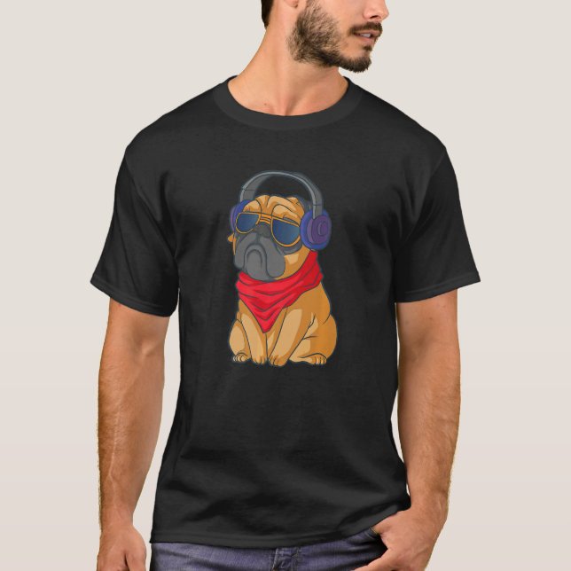 Pug Headset Dog  Premium T-Shirt (Front)